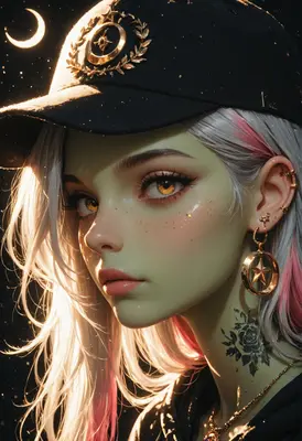Starlit Alien Girl with Golden Eyes