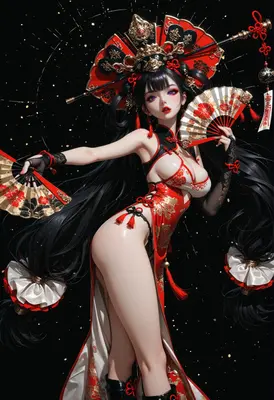 Elegant Geisha in Traditional Red Attire