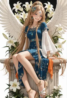 Serene Angel Among White Lilies