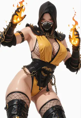 Fiery Warrior in Mortal Combat Style