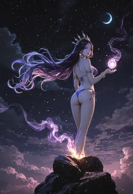Celestial Sorceress Under The Night Sky