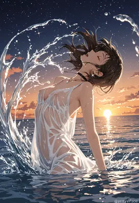 Evening Splash Under The Setting Sun