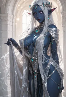 Ethereal Blue Elf Princess in Palace