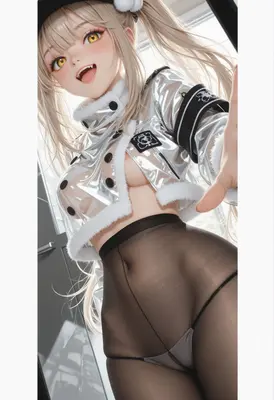 Playful Blonde in Shiny Transparent Jacket