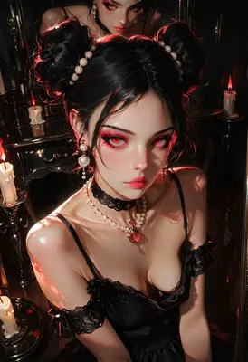 Gothic Beauty with Crimson Eyes