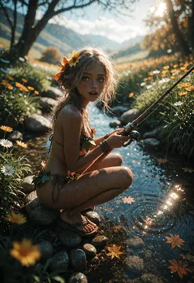 Forest Nymph Fishing by the Stream