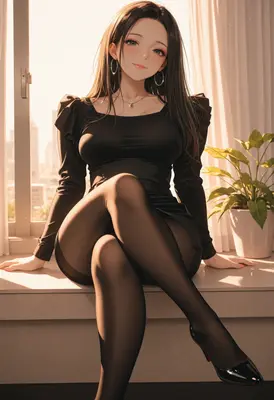 Elegant Woman Sitting by the Window