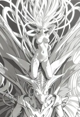 Ethereal Dragon Goddess and Her Beast