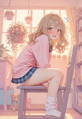 Flustered Girl in a Sunny Room
