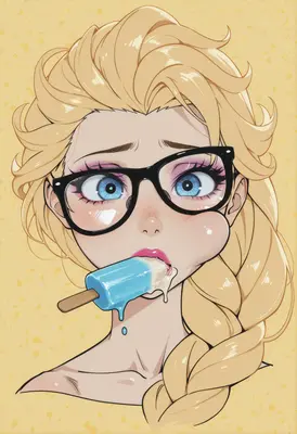 Blonde Anime Girl Eating Popsicle
