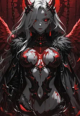 Gothic Demon Queen in Crimson Chains