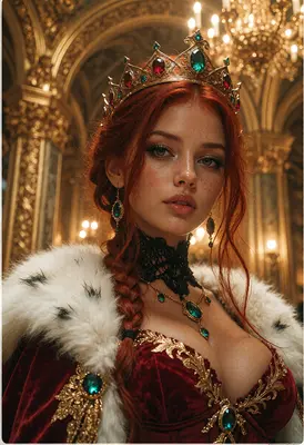 Regal Crimson Queen in Golden Hall