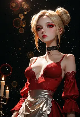 Ethereal Beauty in Crimson Lace