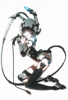 Cybernetic Android in Neon Glow