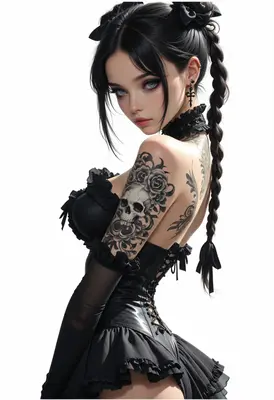 Gothic Beauty with Intricate Tattoos
