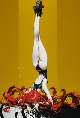 Red Haired Acrobat in Latex
