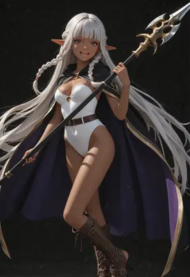 Dark Elf Warrior with Ceremonial Spear