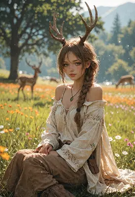 Forest Spirit Resting in Meadow