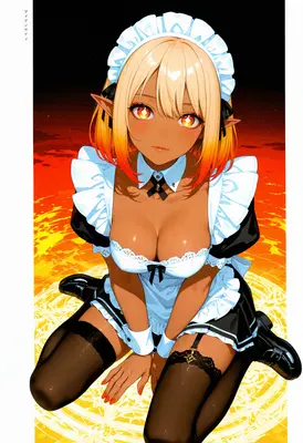 Fiery Elf Maid in Magic Circle