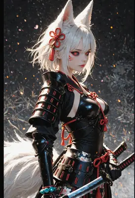 White Fox Samurai Warrior Maiden