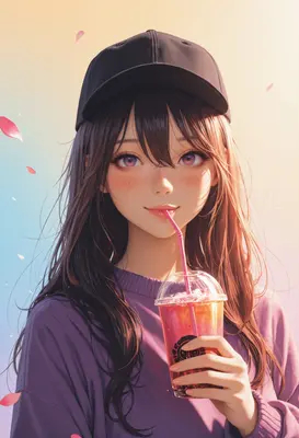 Cute Girl Enjoying A Refreshing Drink