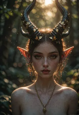 Ethereal Forest Demon with Golden Accents