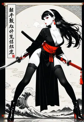 Black and Crimson Samurai Warrior