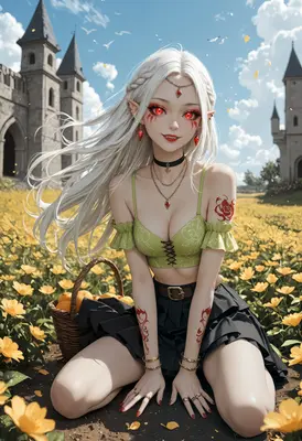 Elven Maiden in a Sunlit Meadow