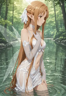 Asuna Titania Resting in the Forest Stream