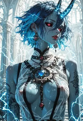 Electric Demon Queen in Gothic Cathedral