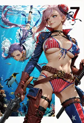 Underwater Tactical Duo in Patriotic Gear