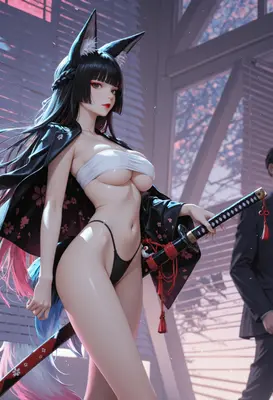 Fox Spirit Warrior with Katana