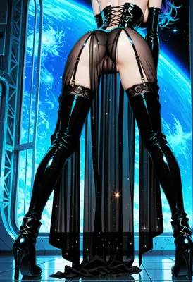 Cosmic Silhouette in Black Latex