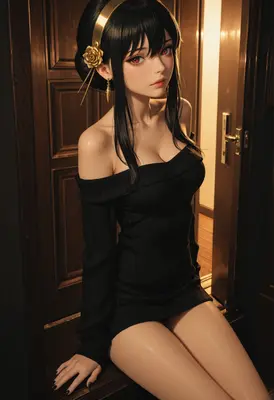 Elegant Yor Forger in Black Dress