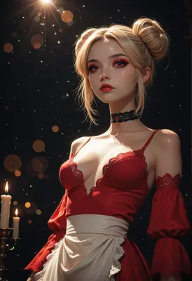 Ethereal Maiden in Red Lace