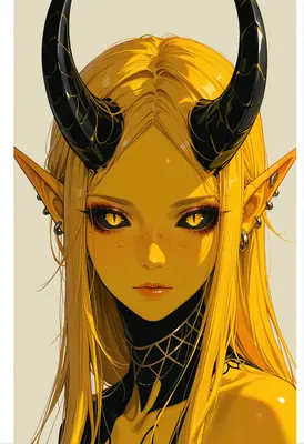 Golden Horned Demon Elf Portrait