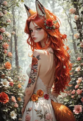 Fox Spirit Among The Roses