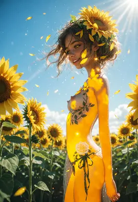 Radiant Beauty in the Sunflower Field