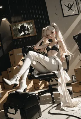 Pensive Blonde in Office Chair