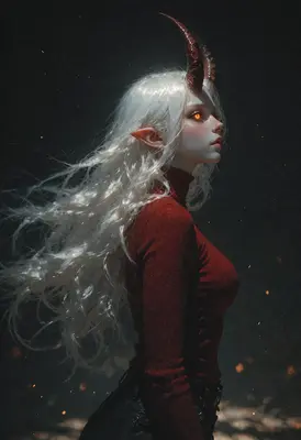 Ethereal Demon Girl with Glowing Eyes