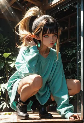 Elf Girl In Teal Sweater