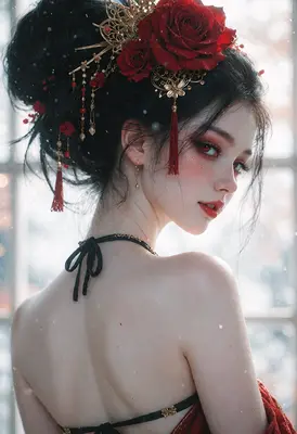 Ethereal Beauty with Red Roses