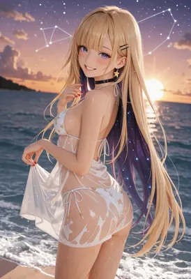Starlit Blonde Beauty at Sunset