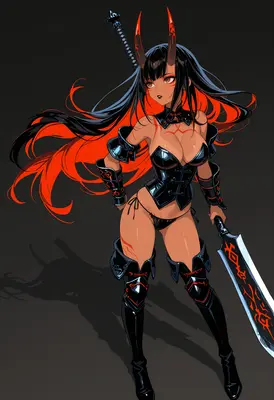 Demon Warrior with Glowing Red Sword