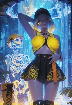 Construction Worker and Neon Skeleton