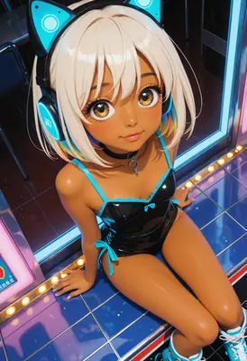 Gamer Girl in Neon Arcade
