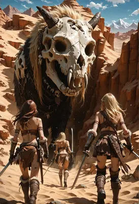 Warriors Confronting the Desert Beast