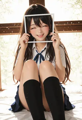 Joyful Schoolgirl Framing Her Smiling Face