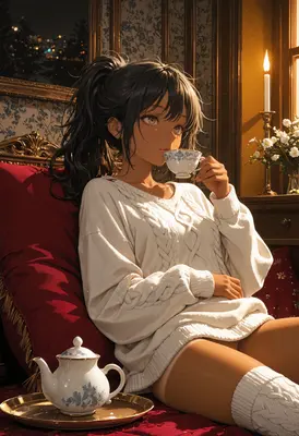 Evening Tea in a Cozy Study