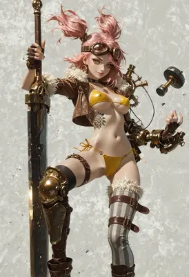 Steampunk Warrior with Giant Blade